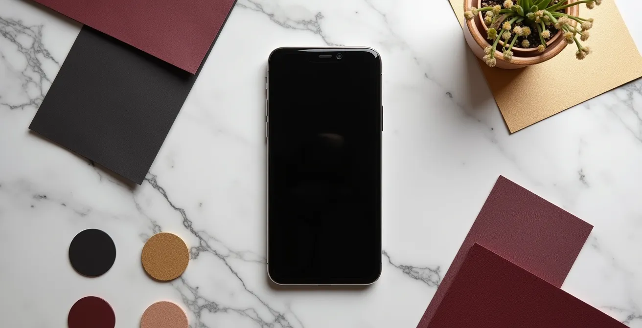 Smartphone zeigt konsistentes Instagram-Grid einer Premium-Marke